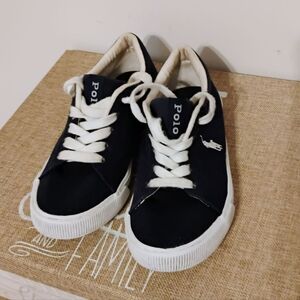 Polo Ralph Lauren Boys Canvas Navy Blue & White Sz-13.5